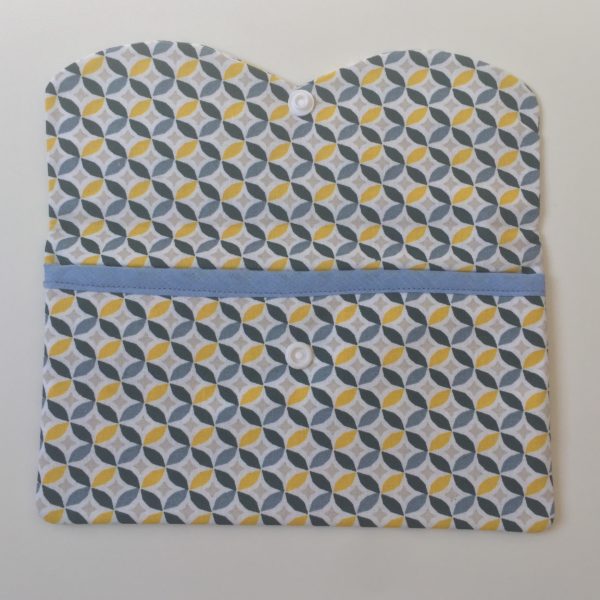Intérieur pochette jaune blanc bleu